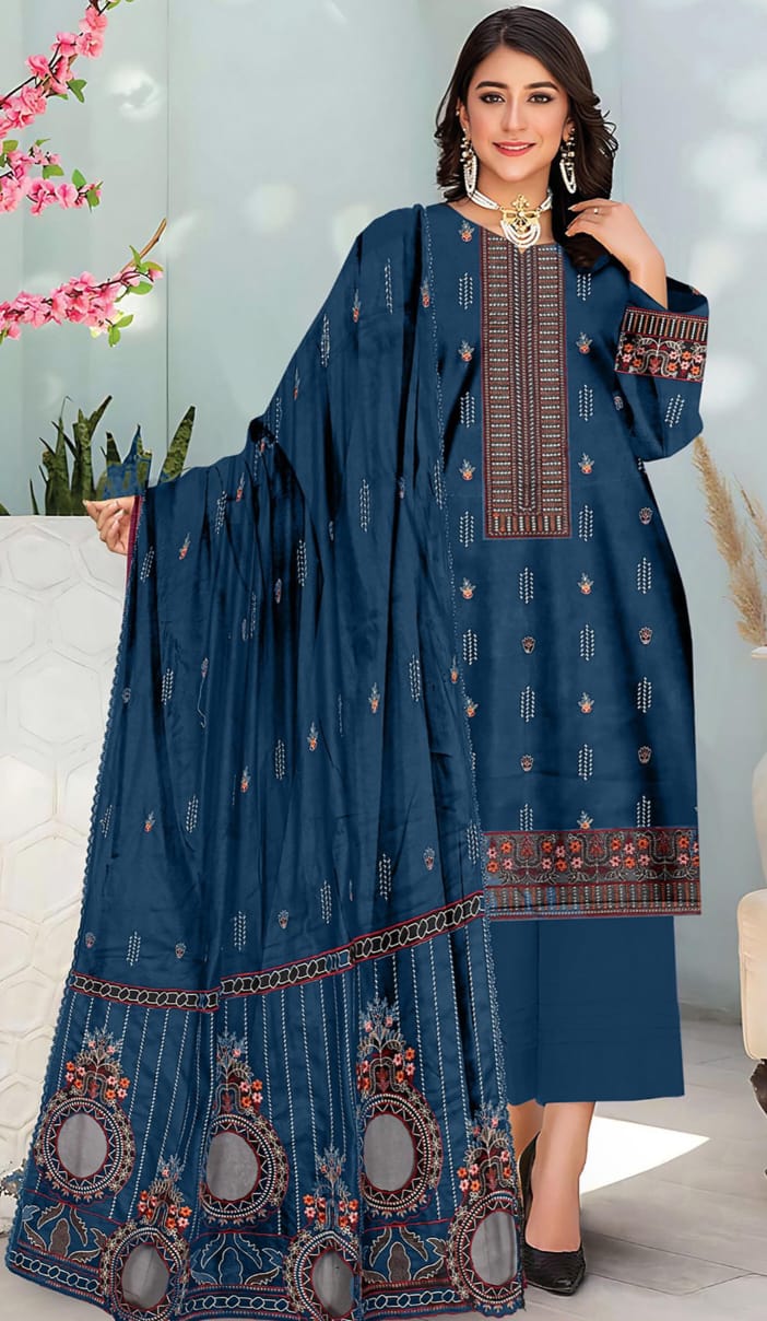 3pc-Embroidered-Dhanak D 59