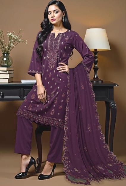 3pc-Embroidered-Dhanak D 61
