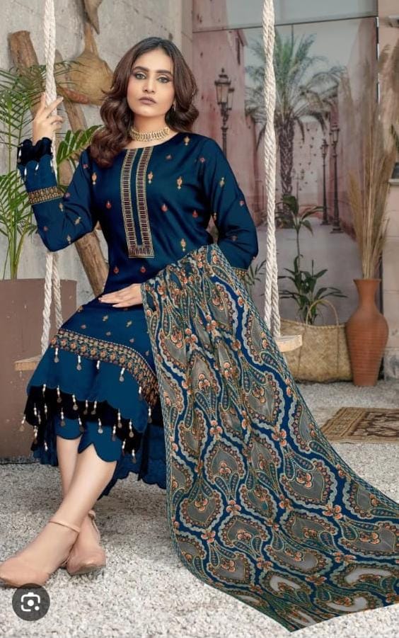 3pc-Embroidered-Dhanak D 33