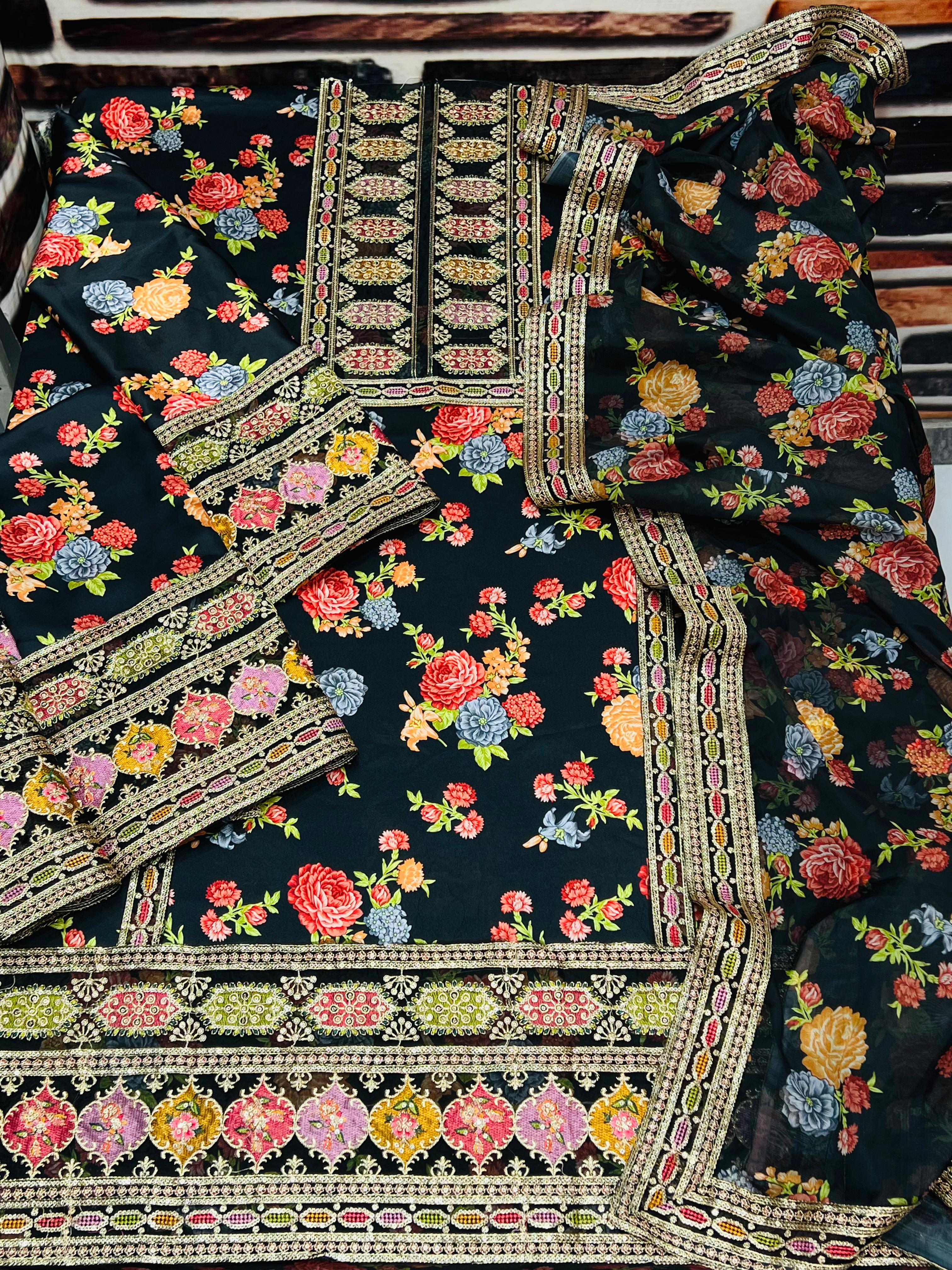 Three piece silk printed dezine 57