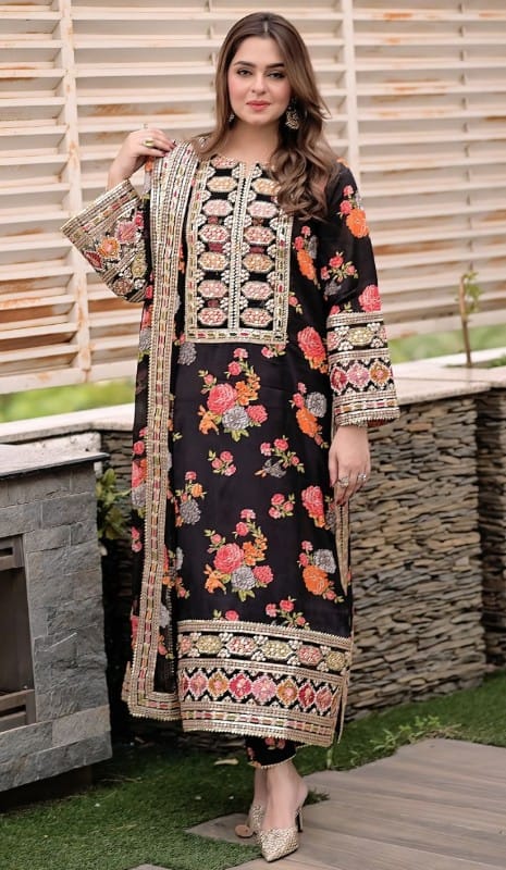 Three piece silk printed dezine 57